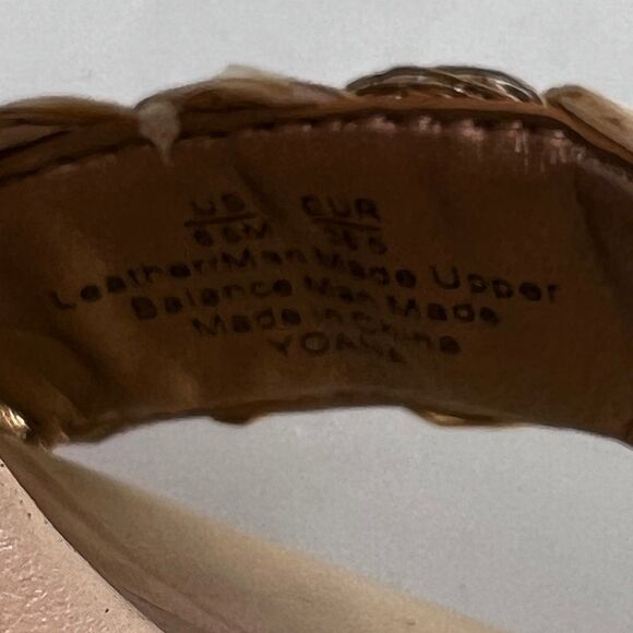 Sam Edelman Yoana Heel Sandals Nude Woven Trim ankle strap Leather - Picture 6 of 8